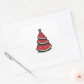 Kerstmis in juli Watermeloen Kerstboom Vierkante Sticker (Envelop)