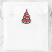 Kerstmis in juli Watermeloen Kerstboom Vierkante Sticker (Tas)