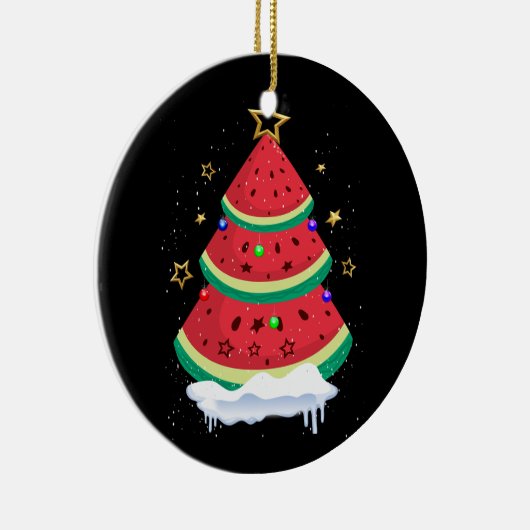 Kerstmis in juli Watermeloen Kerstboom Zomer Keramisch Ornament (Rechts)