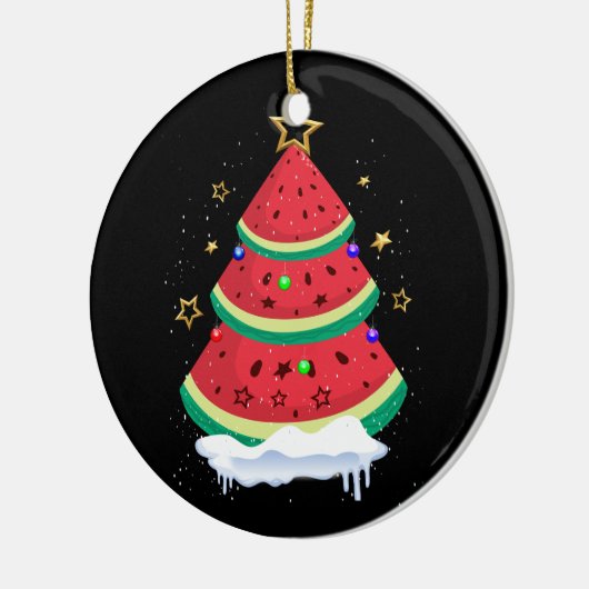 Kerstmis in juli Watermeloen Kerstboom Zomer Keramisch Ornament (Links)