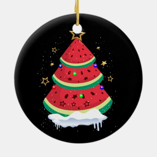 Kerstmis in juli Watermeloen Kerstboom Zomer Keramisch Ornament (Achterkant)