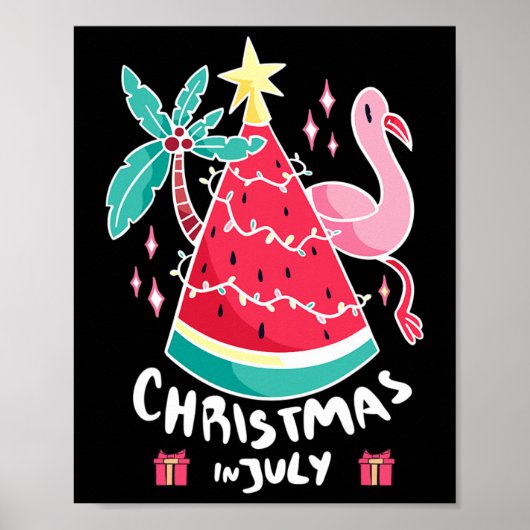 Kerstmis in juli watermeloen kerstboom zomer poster (Voorkant)