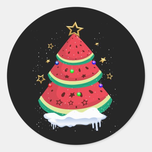 Kerstmis in juli Watermeloen Kerstboom Zomer Ronde Sticker (Voorkant)