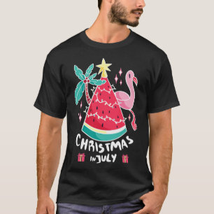 Kerstmis in juli watermeloen kerstboom zomer t-shirt
