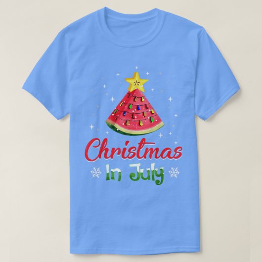 Kerstmis in juli Watermeloen kerstboomtop T-shirt (Design voorkant)