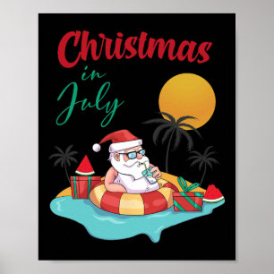 Kerstmis in juli Watermeloen Kerstmis Palm Zomer H Poster
