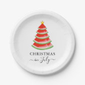 Kerstmis in juli Watermeloen Papieren Bordje (Voorkant)