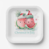 Kerstmis in juli watermeloen papieren bordje (Voorkant)