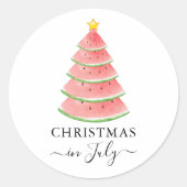 Kerstmis in juli watermeloen ronde sticker (Voorkant)