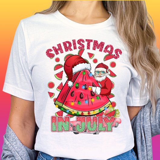 Kerstmis in juli Watermeloen Santa-Tropical-Summer T-shirt