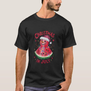 Kerstmis in juli watermeloen sneeuwman grappige fe t-shirt