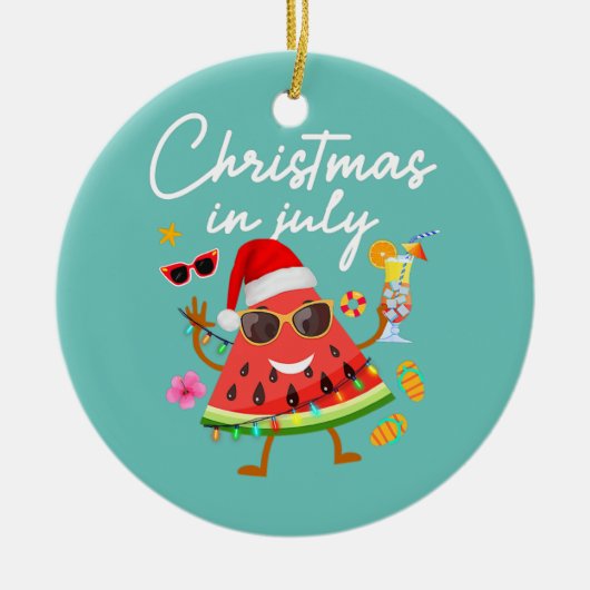 Kerstmis in juli Watermeloen Summer Vacking Keramisch Ornament (Voorkant)