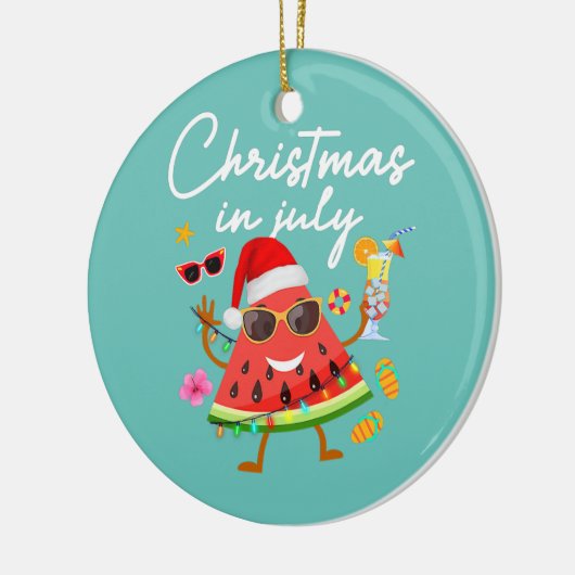 Kerstmis in juli Watermeloen Summer Vacking Keramisch Ornament (Links)