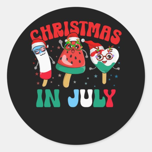Kerstmis in juli Watermelon Ice Poppen Kerstmis H Ronde Sticker (Voorkant)