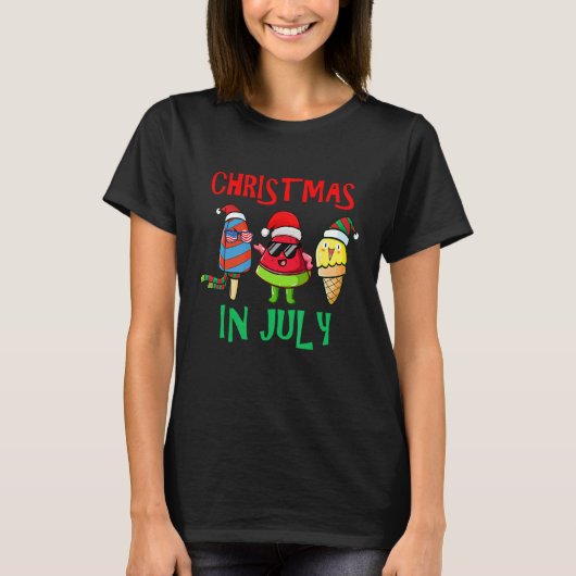 Kerstmis in juli Watermelon Ice Poppen Kerstmis H T-shirt (Voorkant)