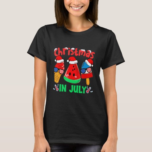 Kerstmis in juli Watermelon Ice Poppen Kerstmis H T-shirt (Voorkant)