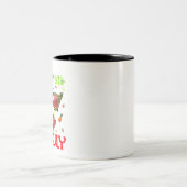 Kerstmis in juli Watermelon Pineapple santa hat Tweekleurige Koffiemok (Center)