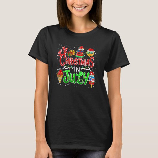 Kerstmis in juli Watermelon Santa Hat Family Ice T-shirt (Voorkant)