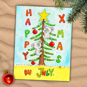 Kerstmis in juli wenskaart briefkaart