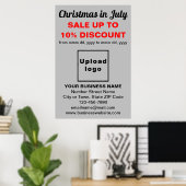 Kerstmis in juli zakelijke uitverkoop grijze poste poster (Thuiskantoor)