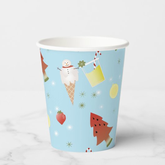 Kerstmis in Juli Zomer BBQ Party Papieren Kopjes Papieren Bekers (Achterkant)