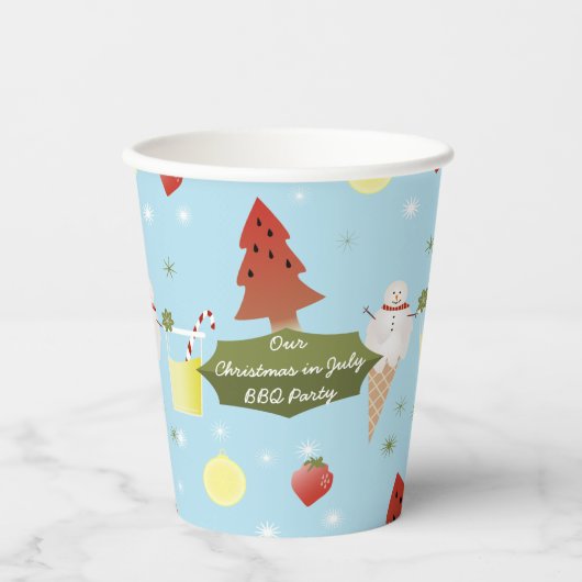 Kerstmis in Juli Zomer BBQ Party Papieren Kopjes Papieren Bekers (Voorkant)