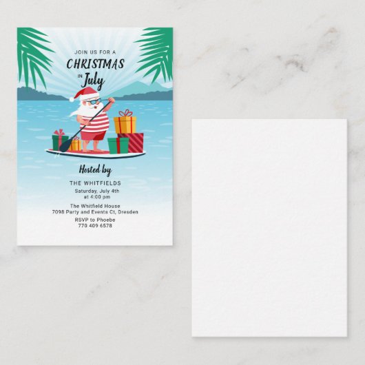 Kerstmis in juli zomer BBQ strandfeest Notitiekaartje (Voorkant / Achterkant)