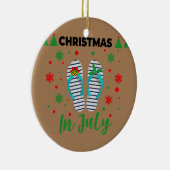 Kerstmis in juli Zomer Beach Vacation Flip Keramisch Ornament (Rechts)