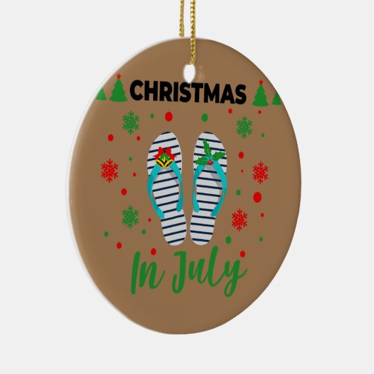 Kerstmis in juli Zomer Beach Vacation Flip Keramisch Ornament (Rechts)