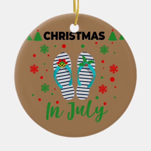 Kerstmis in juli Zomer Beach Vacation Flip Keramisch Ornament (Voorkant)