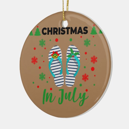Kerstmis in juli Zomer Beach Vacation Flip Keramisch Ornament (Links)
