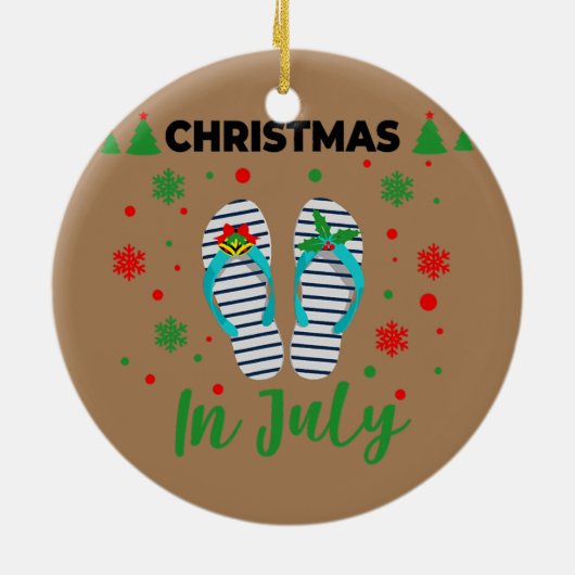 Kerstmis in juli Zomer Beach Vacation Flip Keramisch Ornament (Achterkant)