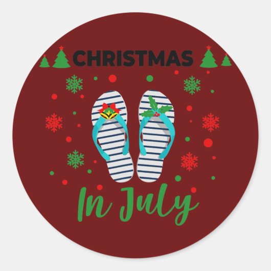 Kerstmis in juli Zomer Beach Vacation Flip Ronde Sticker (Voorkant)