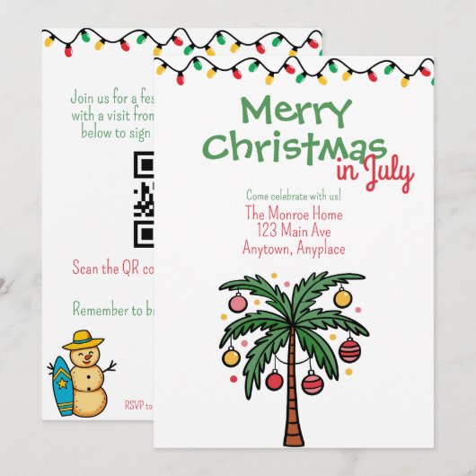 Kerstmis in juli zomer kerstfeest kaart (Voorkant / Achterkant)