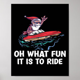 Kerstmis in juli zomer kerstman op het strand boot poster
