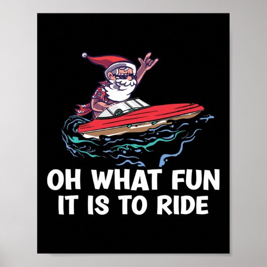 Kerstmis in juli zomer kerstman op het strand boot poster (Voorkant)