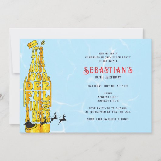 Kerstmis in juli Zomer Santa Beer & BBQ Verjaardag Kaart (Voorkant)