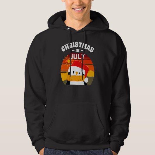 Kerstmis in juli Zomer Santa Penguin Hoodie (Voorkant)