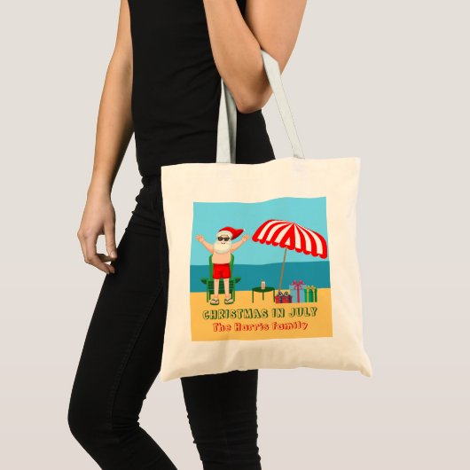 Kerstmis in Juli Zomer Sinterklaas Leuk Strand Tote Bag (Voorkant (product))