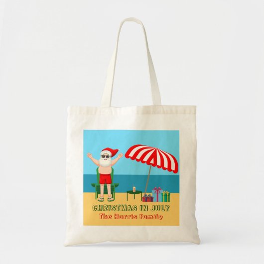 Kerstmis in Juli Zomer Sinterklaas Leuk Strand Tote Bag (Voorkant)