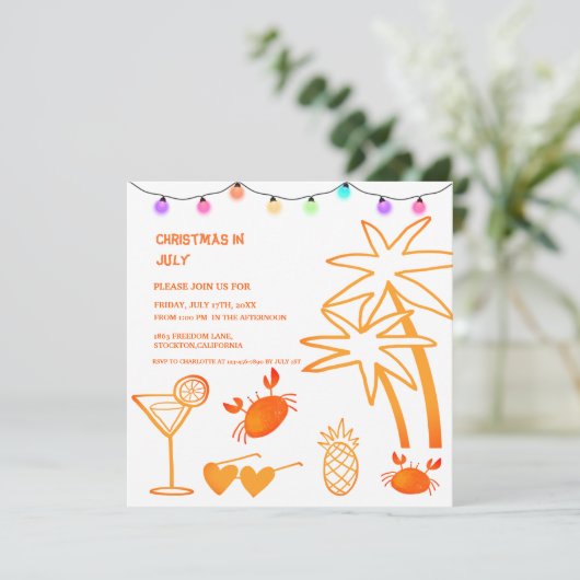 Kerstmis in juli zomer strandfeest   kaart (Staand voorkant)