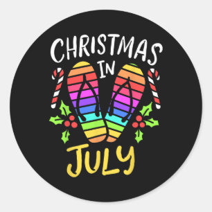 Kerstmis in juli zomer vakantie ronde sticker