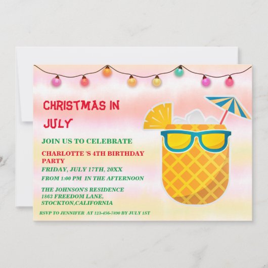 Kerstmis in juli zomer verjaardagsfeestje  kaart (Voorkant)