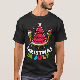 Kerstmis in juli zomer watermeloen ijsboom t-shirt