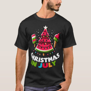Kerstmis in juli zomer watermeloen ijsboom t-shirt