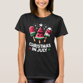 Kerstmis in juli zomer watermeloen ijsboom t-shirt