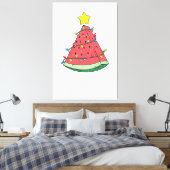 Kerstmis in juli Zomer Watermeloen Xmas Tree Manne Canvas Afdruk (Insitu (Slaapkamer))