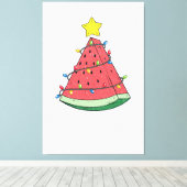 Kerstmis in juli Zomer Watermeloen Xmas Tree Manne Canvas Afdruk (Insitu (Houten vloer))