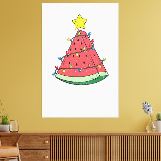 Kerstmis in juli Zomer Watermeloen Xmas Tree Manne Canvas Afdruk (Insitu (Woonkamer))
