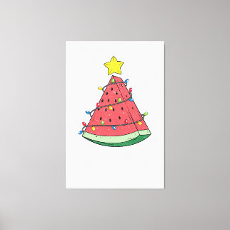 Kerstmis in juli Zomer Watermeloen Xmas Tree Manne Canvas Afdruk